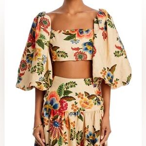 NWT Farm Rio linen floral top Small